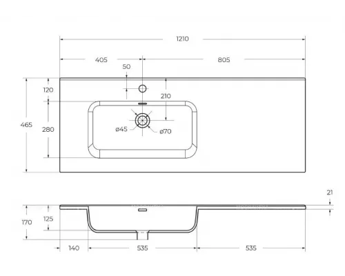 Раковина мебельная BelBagno BB1200ETL-L 1210*460*175
