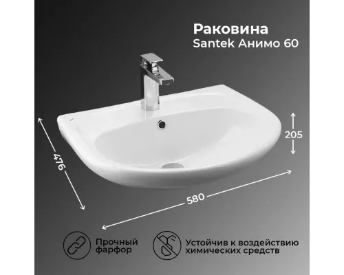Раковина подвесная Santek Анимо 60