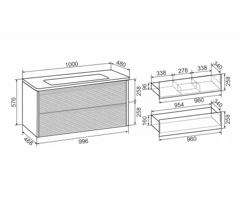Тумба Aqua de Marco PARMA 100 дымчатый серый