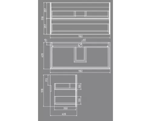 Тумба Sole Ultra 100 подвесная серая мат.