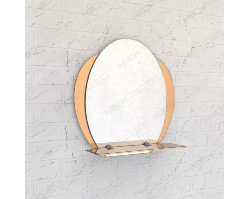 Зеркало КЭСК 46240а 48*48 см с бронзовыми вставками  + полка 40 см тонированное стекло