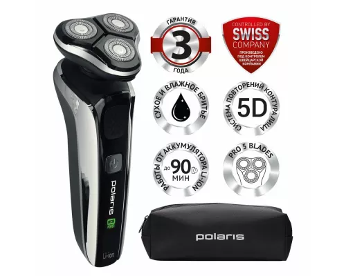 Бритва PMR 0307RС wet&dry PRO 5 blades черный/хром