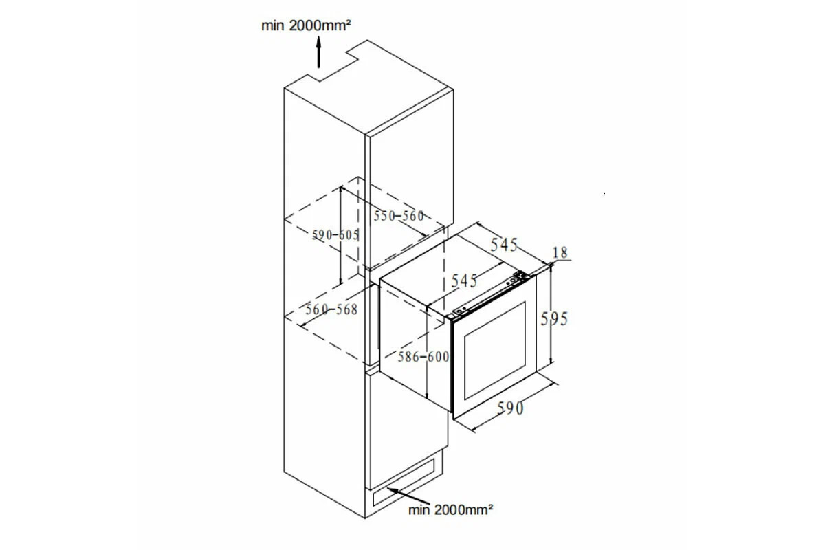 тип винного шкафа: двухтемпературный, высота: 60 см, ширина: 59 см, глубина...