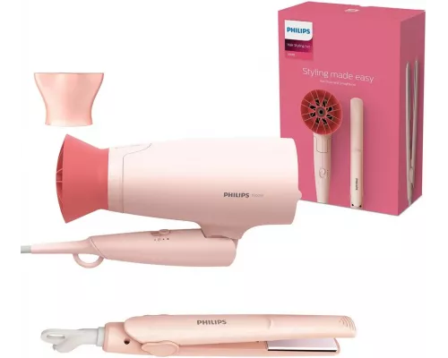 Стайлер Philips (набор фен + выпрямитель), розовый