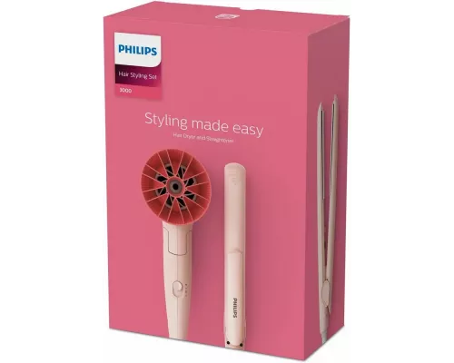 Стайлер Philips (набор фен + выпрямитель), розовый