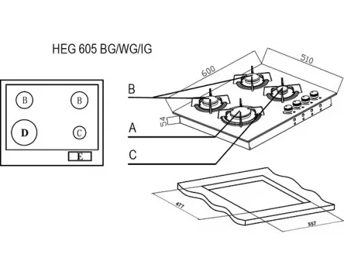 Варочная поверхность EVELUX HEG 605 BG