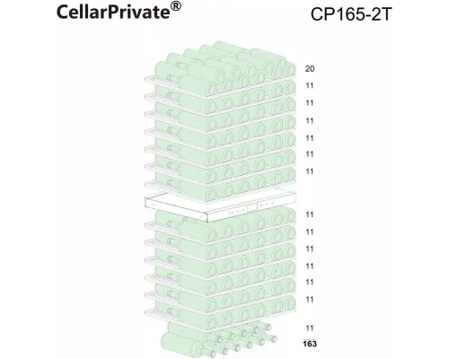 Винный шкаф Cellar Private CP165-2T черный, серебристая дверь