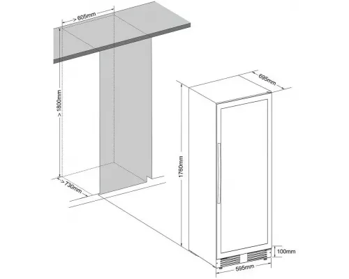 Винный шкаф Cellar Private CP165-2T черный, серебристая дверь