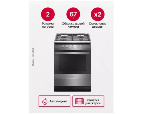 Кухонная плита Hansa FCGX62020 серебристый