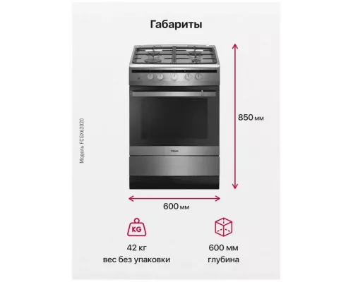 Кухонная плита Hansa FCGX62020 серебристый