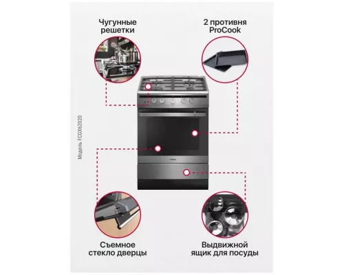 Кухонная плита Hansa FCGX62020 серебристый