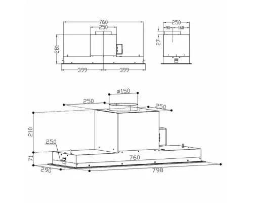 Встраиваемая вытяжка Korting KHI 9099 ICGN
