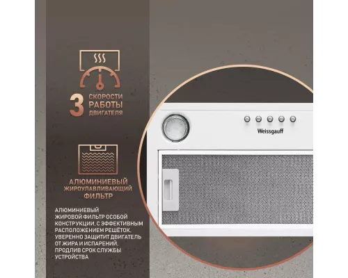 Встраиваемая вытяжка Weissgauff Alpha 45 PB WH