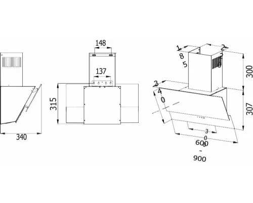 Вытяжка EVELUX Billy 60 WG