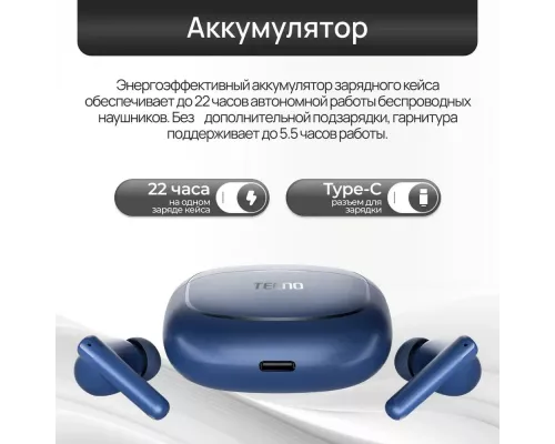 Беспроводные наушники TECNO Buds 4 BD04 Air White (BD04 Air White)