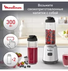 Блендер Moulinex LM15FD10 серебристый/черный