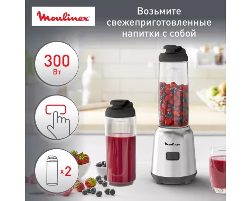 Блендер Moulinex LM15FD10 серебристый/черный