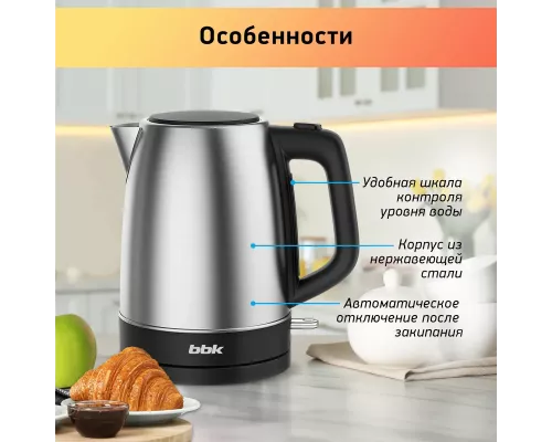 Чайник BBK EK1764S черный/нерж сталь