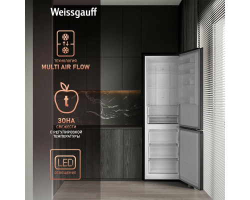 Холодильник Weissgauff WRK 2000 Total NoFrost Inverter Black Inox Холодильник Weissgauff WRK 2000 Total NoFrost Inverter Black Inox