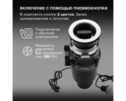 Измельчитель Hyundai HFWD 10390 черный/черный