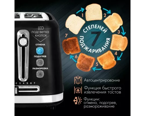 Тостер TUAREX TK-6004 (90599) черный/стальной