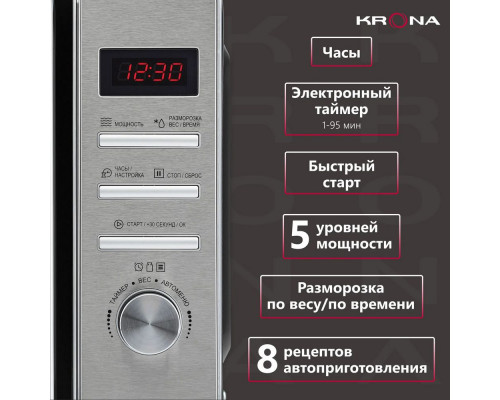 Микроволновая печь KRONA QUANTUM 44 BL/IX черный (KRM-01) Микроволновая печь KRONA QUANTUM 44 BL/IX черный (KRM-01)