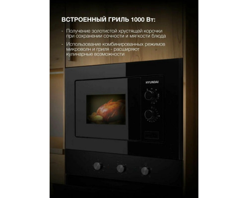 Встраиваемая микроволновая печь Hyundai HBW 2030 BG черный Встраиваемая микроволновая печь Hyundai HBW 2030 BG черный
