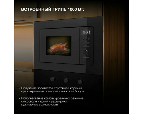 Встраиваемая микроволновая печь Hyundai HBW 2040 BG черный Встраиваемая микроволновая печь Hyundai HBW 2040 BG черный
