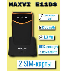 Мобильный телефон Maxvi E11ds черный-золотой