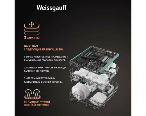 Встраиваемая посудомоечная машина Weissgauff BDW 6033 Wi-Fi Inverter Autoopen Встраиваемая посудомоечная машина Weissgauff BDW 6033 Wi-Fi Inverter Autoopen