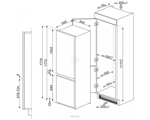 Встраиваемый холодильник SMEG C4173N1F Встраиваемый холодильник SMEG C4173N1F
