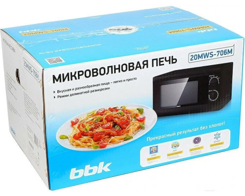 Микроволновая печь BBK 20MWS-706M/B черный Микроволновая печь BBK 20MWS-706M/B черный