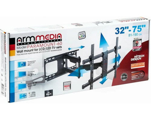 Кронштейн ARM MEDIA PARAMOUNT-60 черный Кронштейн ARM MEDIA PARAMOUNT-60 черный