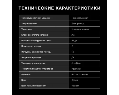 Посудомоечная машина Hyundai DF126 белый