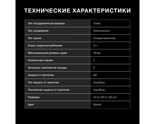 Посудомоечная машина Hyundai DF414 белый