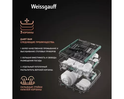 Встраиваемая посудомоечная машина Weissgauff BDW 6033 Wi-Fi Inverter Autoopen