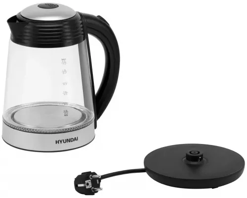 Чайник HYUNDAI HYK-G3803 черный/серебристый