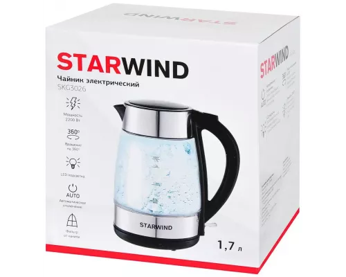 Чайник STARWIND SKG3026 черный/серебристый
