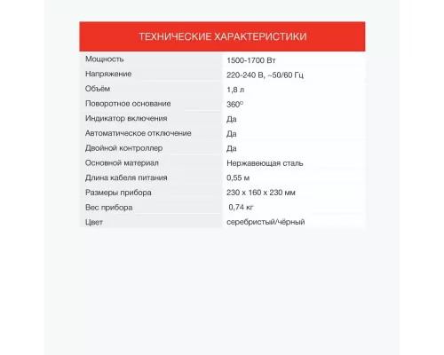 Чайник STARWIND SKS1771 серебристый/черный