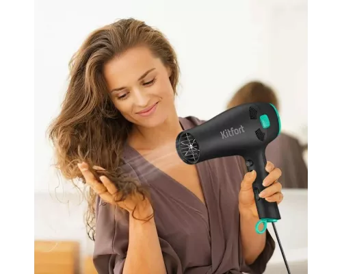 Фен KITFORT КТ-3222 черный/бирюзовый
