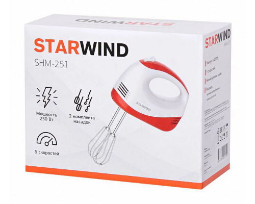Миксер STARWIND SHM-251 белый/коралловый Миксер STARWIND SHM-251 белый/коралловый
