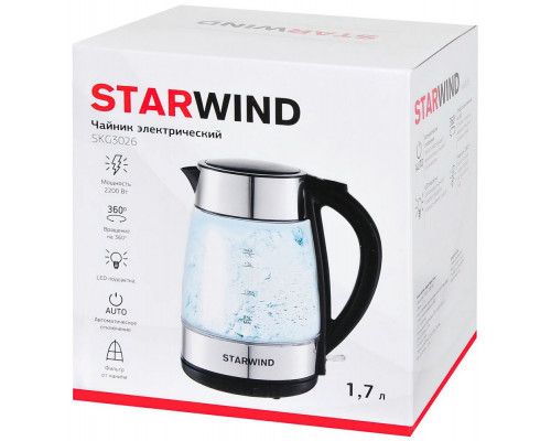 Чайник STARWIND SKG3026 черный/серебристый Чайник STARWIND SKG3026 черный/серебристый