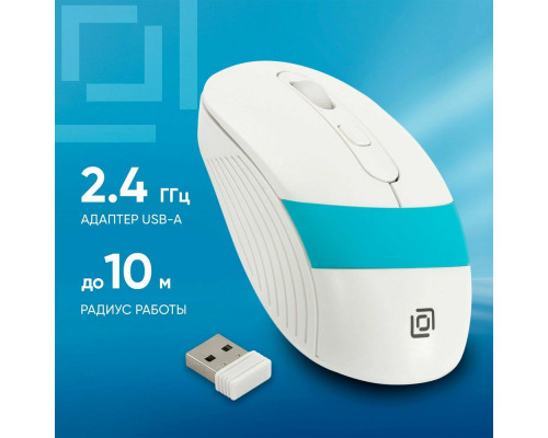 Мышь OKLICK 310MW белый/синий