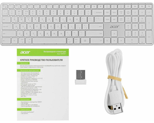 Клавиатура ACER OKR301 белый/серебристый Клавиатура ACER OKR301 белый/серебристый