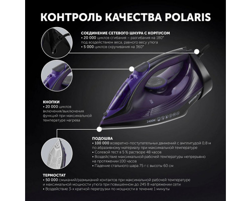 Утюг POLARIS PIR 2487AK черный/фиолетовый Утюг POLARIS PIR 2487AK черный/фиолетовый