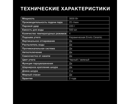Утюг HYUNDAI H-SI01221 черный/зеленый Утюг HYUNDAI H-SI01221 черный/зеленый