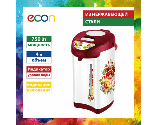 Термопот ECON ECO-400TP белый/красный рисунок Термопот ECON ECO-400TP белый/красный рисунок