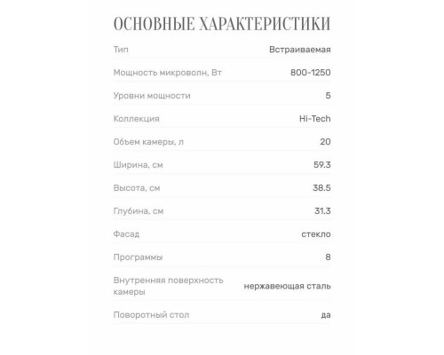 Встраиваемая микроволновая печь Monsher MMH 201 BX черный и нерж