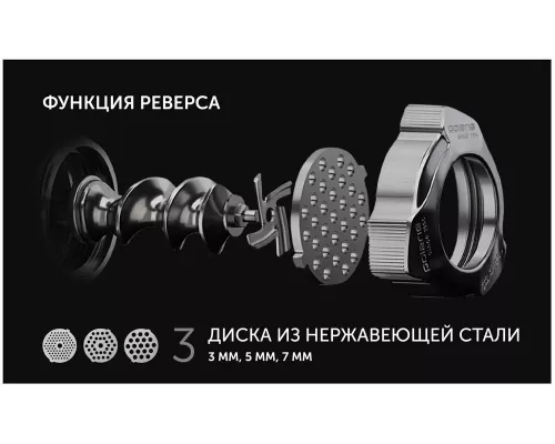 Мясорубка POLARIS PMG 2582 черный/серебристый
