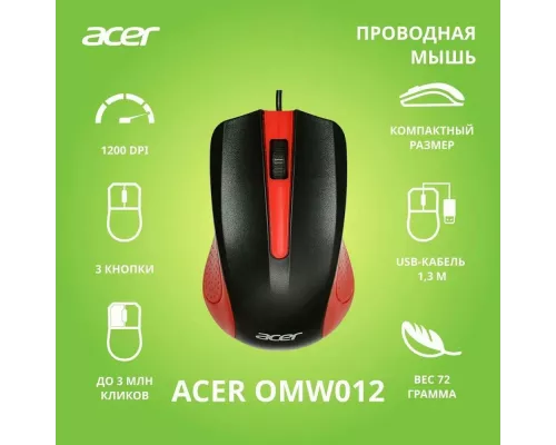 Мышь ACER OMW012 черный/красный
